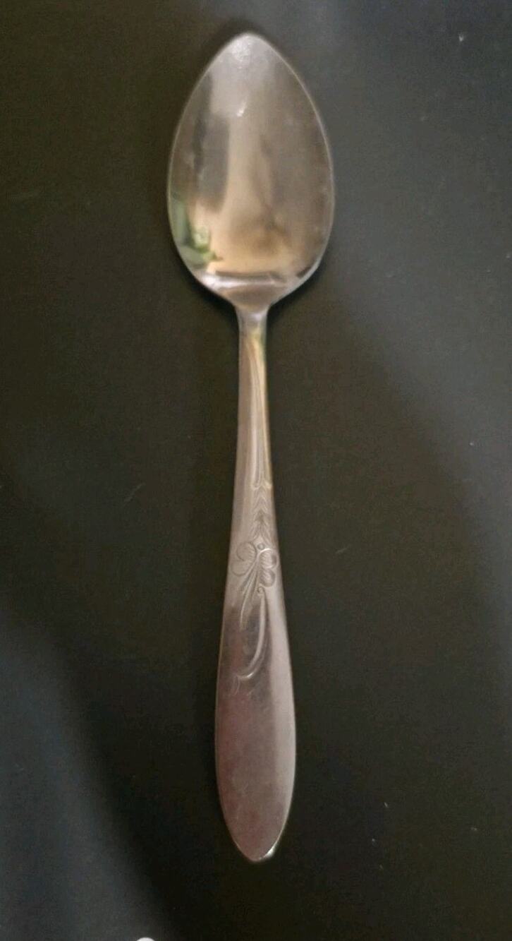 Vintage HB Co Stainless Steel USA Heather Solid Serving Spoon 8" Tablespoon MCM